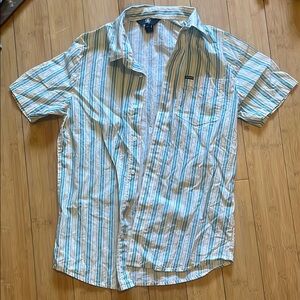Volcom Blue and White Casual Button Down Shirt